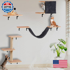 Ścienny zestaw wspinaczkowy dla kota, półki ścienne z litego drewna dla kota z drapakiem, H