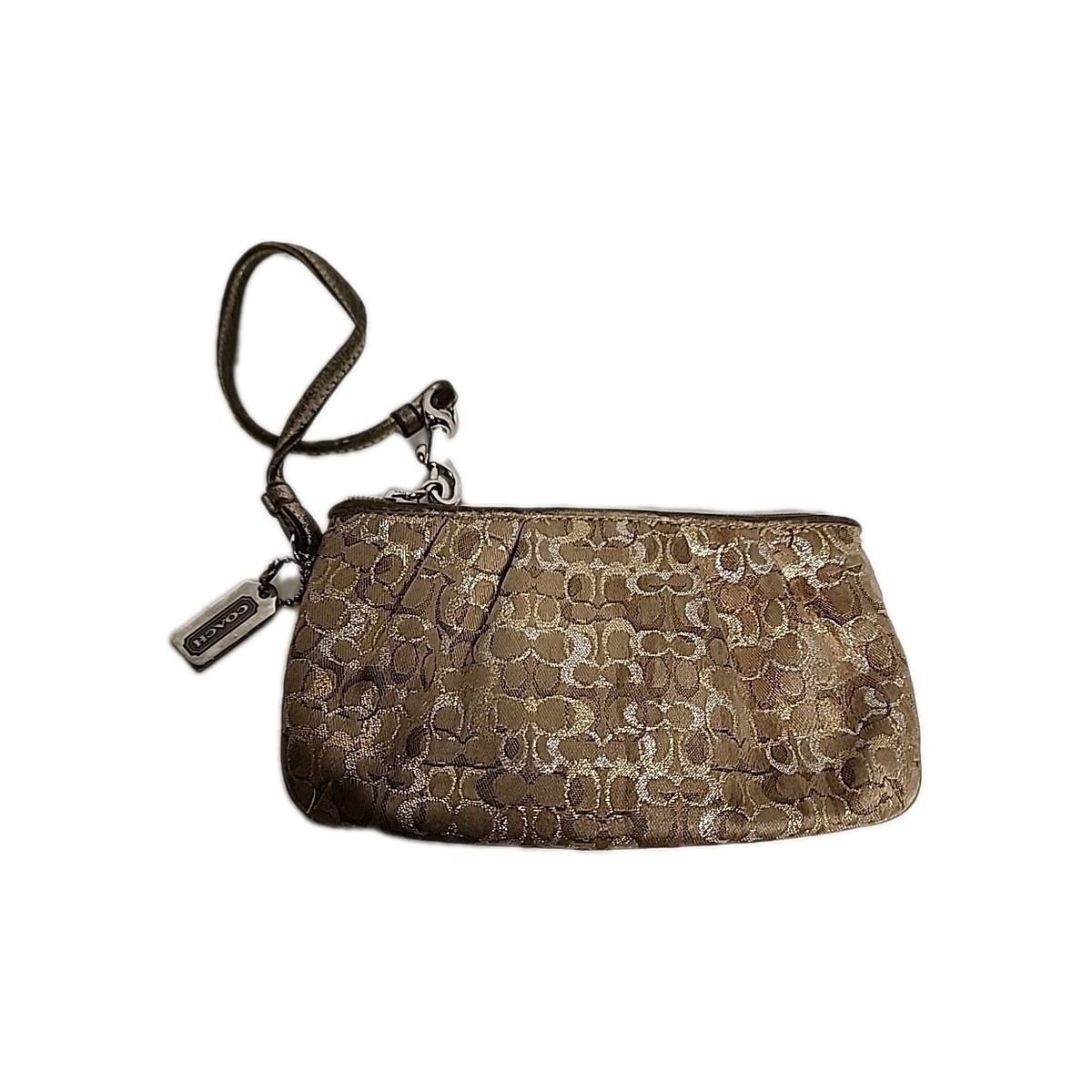 A rare Vintage Coach C Print Gold Y2K Wristlet Wallet Coin Purse