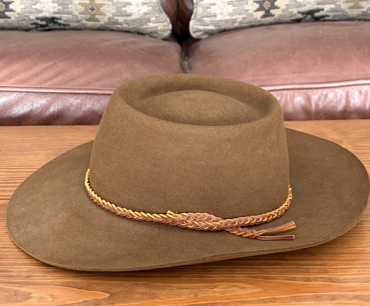 Custom STETSON Style Brown Felt Western Cowboy Hat Braided  display picture 2