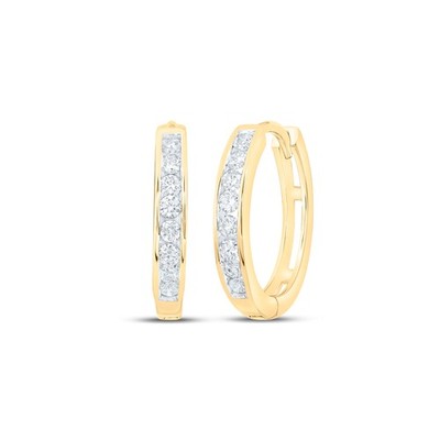 Runde Creolen mit natürlichen Diamanten 0,25 kt Gelbgold