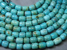 KINGMAN TURQUOISE 6x6-8mm Barrel Beads 16" Strand 100 cts