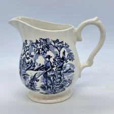 VTG Myott The Hunter Creamer Fine Staffordshire Ware Blue and White England 1982