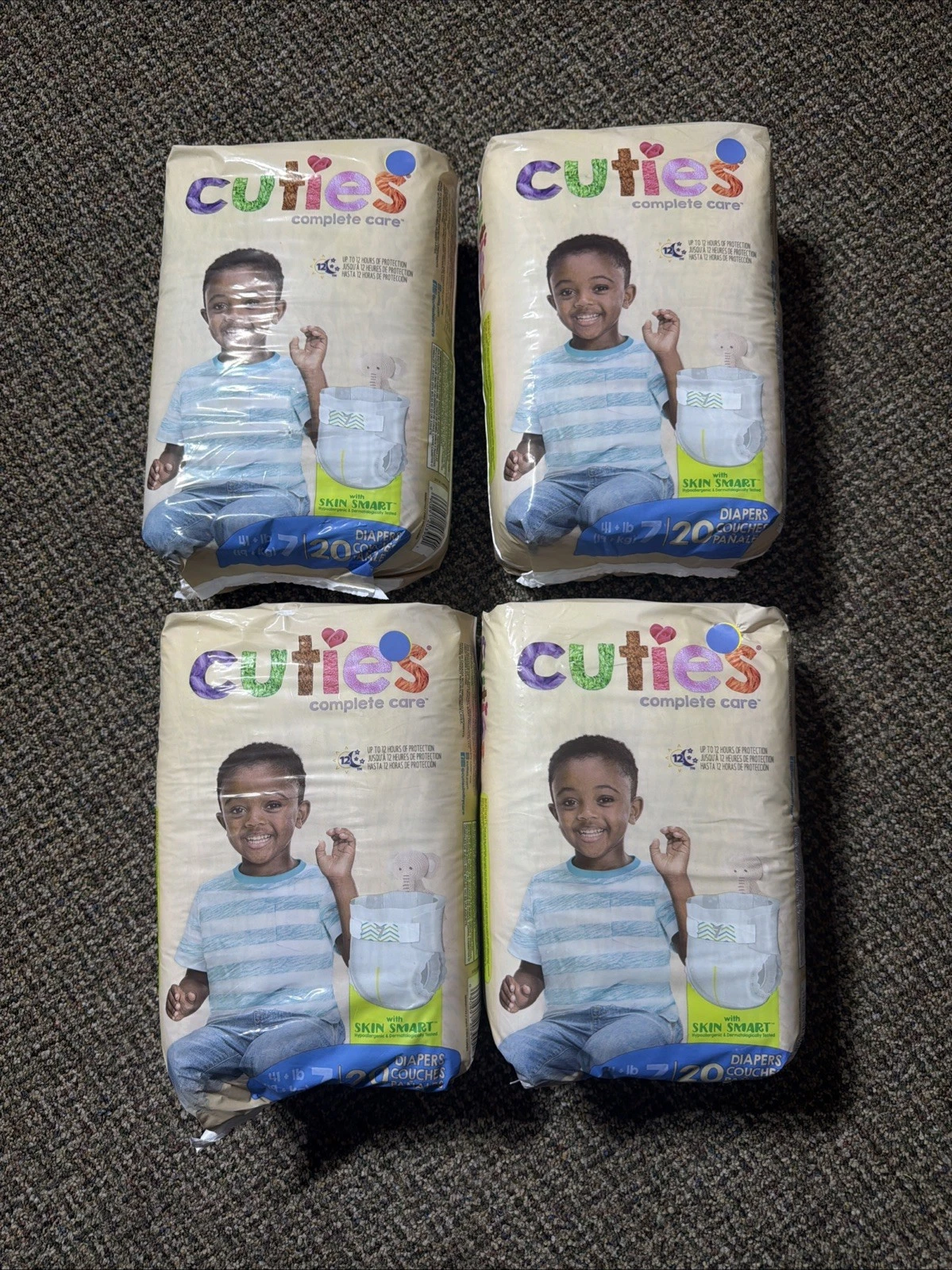 4 Packs Of Cuties Premium Baby Diapers Size 7 (41+ Lbs) 20 Count Per Pack