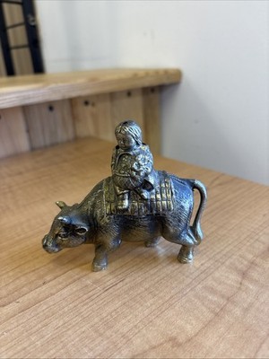 Vintage Incense Burner Made In Japan Girl with Flower Bouquet Riding Ox    
