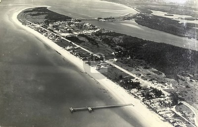 Fort Myers Beach FL Coastal Aerial View Pier 1930s RPPC Photo Postcard COPY