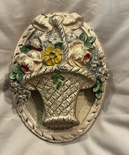 Vintage Hubley (?) Decorative Cast Iron Hand Painted Door Knocker. Fully Funct.