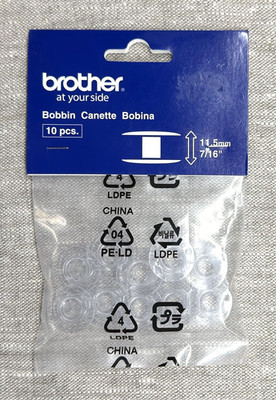 Genuine Brother SA156 Clear Plastic Bobbins (10-Pack)   Class 15 / Size 11.5mm