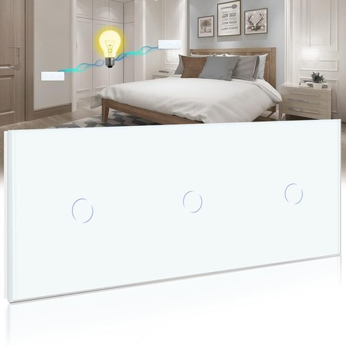 Touch Lichtschalter 1 Fach 2 Wege Glas Weiß LED Touchscreen für LED Lampe 228... - Bild 2 von 9