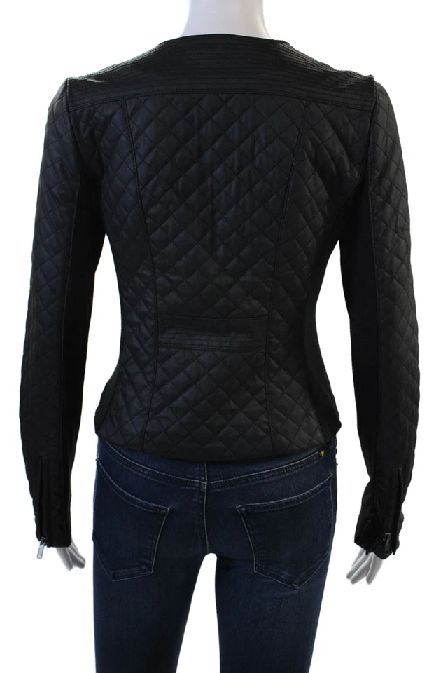 Chaqueta acolchada negra con cremallera Catherine Malandrino para mujer talla XS Foto 4 de 4