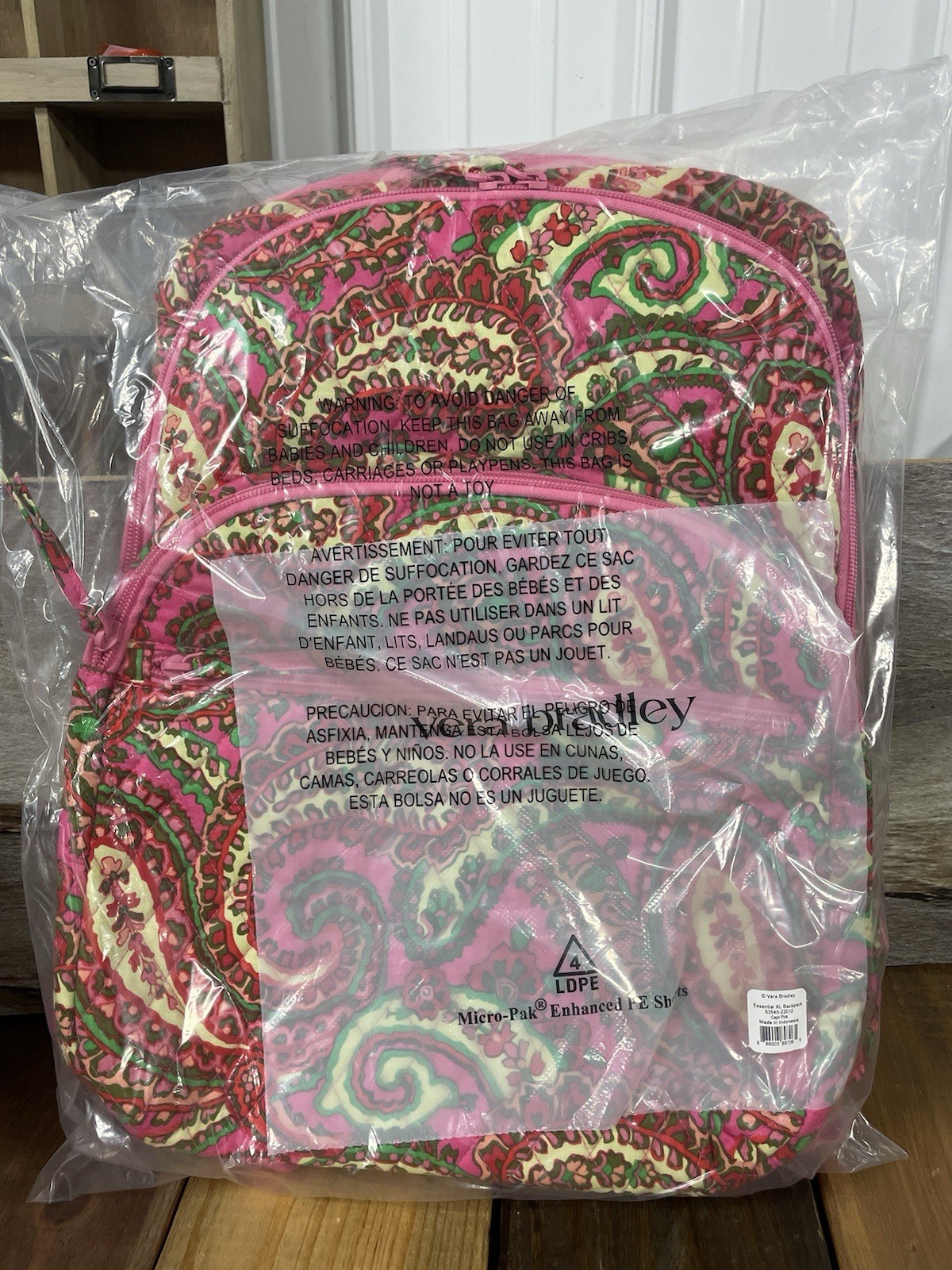 Vera Bradley XL Large Backpack Capri Pink Carry On Travel Work School