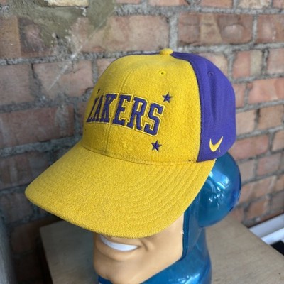 Vintage LA Lakers Wolle bestickt Nike NBA nicht verstellbar Mütze Kappe Größe S 6 7/8 7 7 1/8 