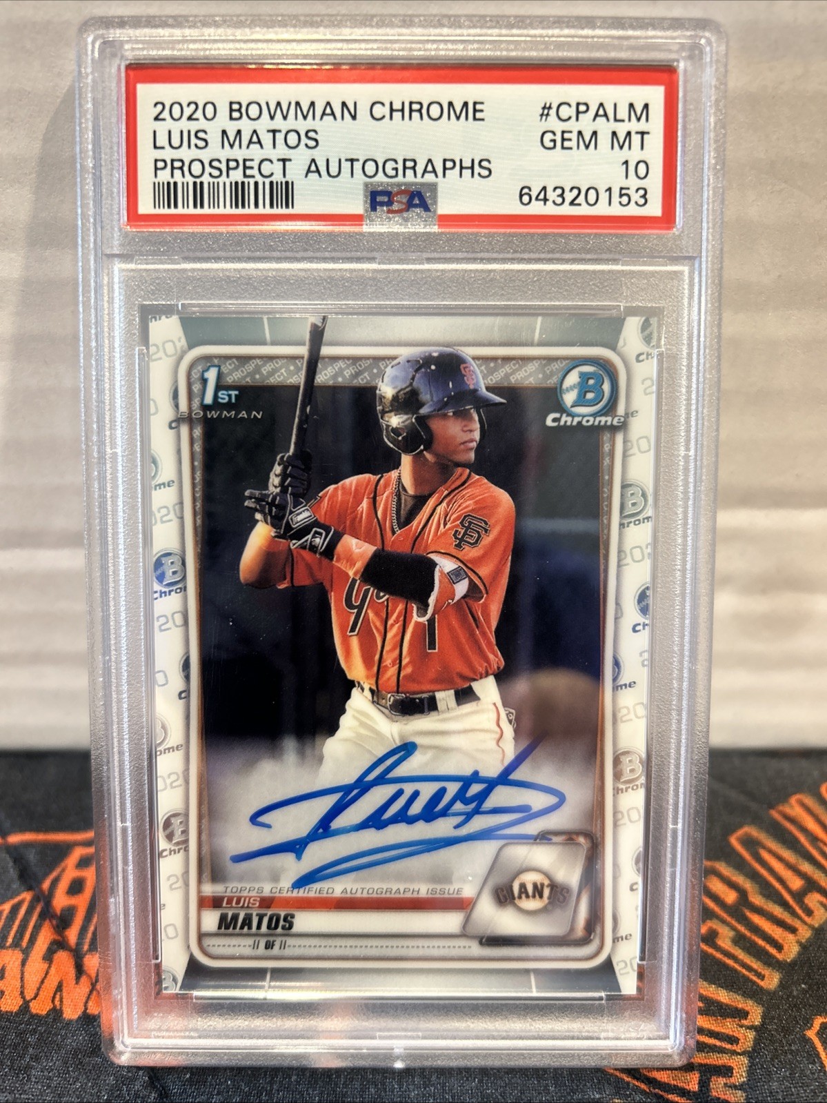 2020 Bowman Chrome Prospect Luis Matos RC Auto Pass 10 Gem Mint