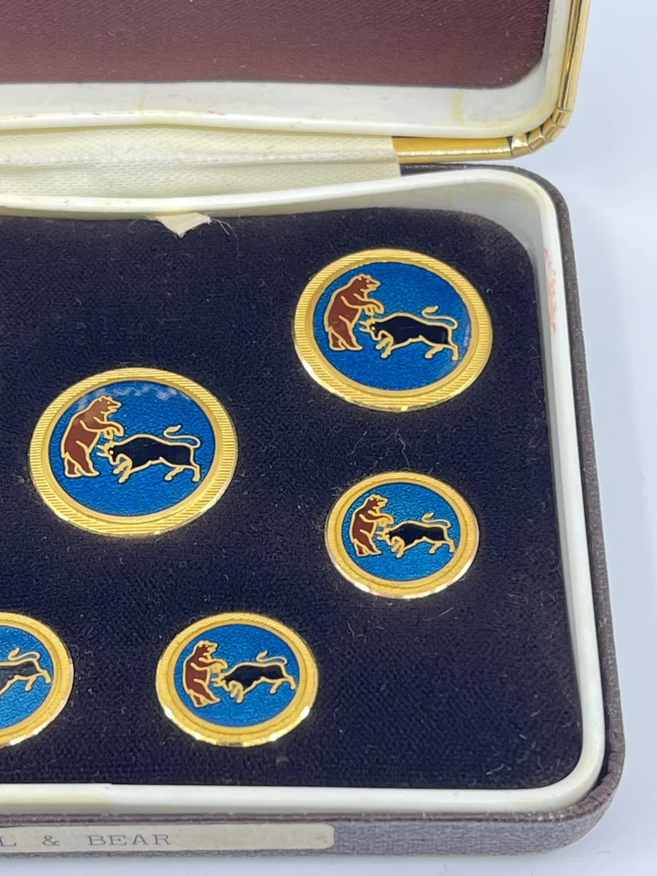 Vintage Harrods Brass Jacket Buttons Set London Badge & Button Co Bull & Bear - Image 4 of 4