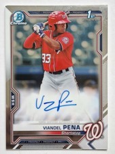 2021 Bowman Chrome Prospect Autographs Viandel Pena #CPA-VP Nationals 1st Bowman