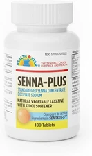 Health Star Senna Plus Natural Vegetable Laxative Stool Softener Tablets 100ct