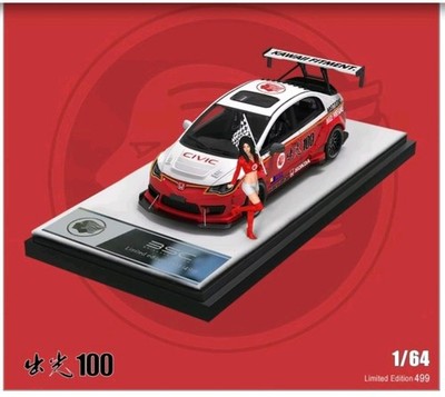 HONDA CIVIC IDEMITSU 100 FEMALE FIGURE 1/64 DIECAST CAR MODEL BY BSC BRISCALE 