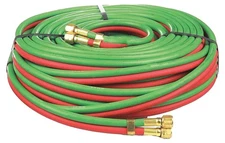 Radnor 14"X 50' Red Green Synthetic Rubber Twin Hose w/BB Hose Fittings 64003341