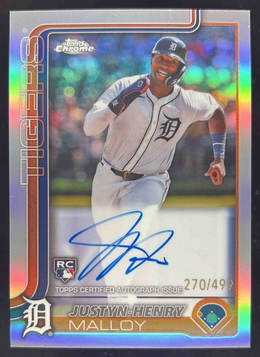 2025 Topps Chrome Justyn-Henry Malloy Rookie Auto Refractor /499 RC Tigers