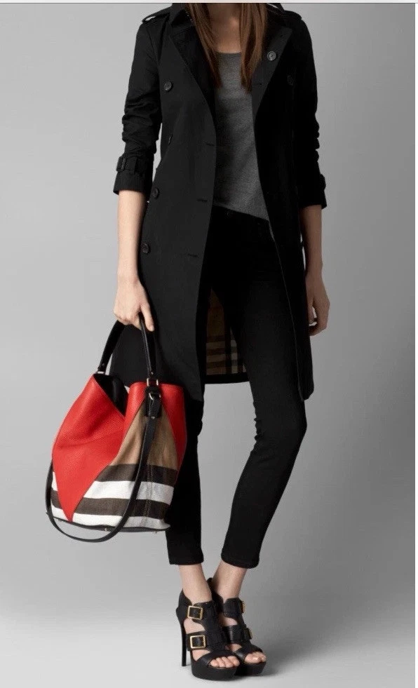 Burberry — NWOT Burberry Chevron Canvas and Leather Ashby Bucket Hobo Bag