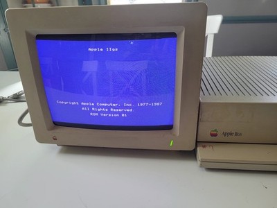 Vintage Apple IIgs Computer RGB Monitor Tested Works! Plus 2X 5.25 Floppy Drives
