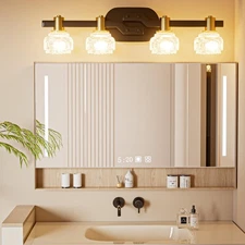 4-Light Bathroom Vanity Light, 23.6" Modern Bathroom Light Fixtures with Clea...