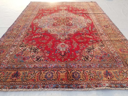 Vintage Distressed Hand Made Traditional Oriental Wool Multicolor Rug 281x198cm