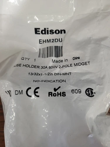 Edison EHM2DU fuseholder, 2 Pole, 30 Amp, 600V