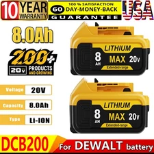 20V For DeWalt 20 Volt 8.0AH Max XR Lithium-Ion Battery DCB205-2,DCB200,DCB204