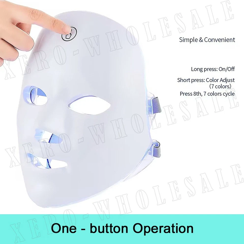 7 Color LED Light Photon Face Mask Neck Rejuvenation Skin Facial Wrinkle Therapy - image 3 of 4