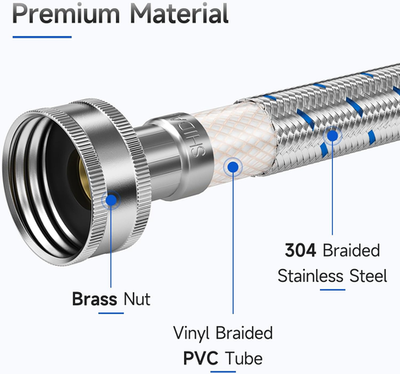 #ad 4 FT Washing Machine Hoses Stainless Steel Washer Hoses 3 4quot; FHT Burst Proo... $27.32