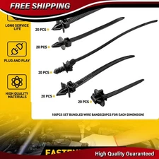 100X Car Line Cable-Ties Zip Wrap Push Rivet Clip Wiring Loom Harness Fastener