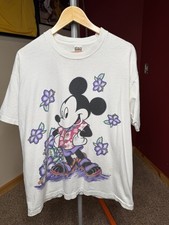 Vintage Single Stitch Disney Mickey Mouse Hawaiian Tshirt XL 