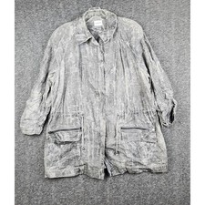 Chico's Utility Jacket Womens 2 Large Snakeskin Linen Blend Drawstring Waist