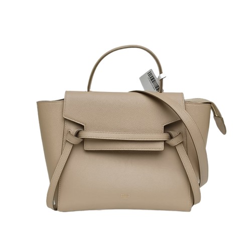 CELINE Belt Micro 24cm Grey Calfskin   Shoulder Bag