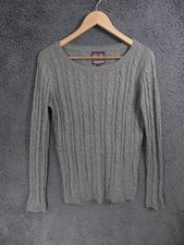 Musto Jumper Womens UK 12 Grey Cable Knit Wool Blend Pullover Sweater Outdoor