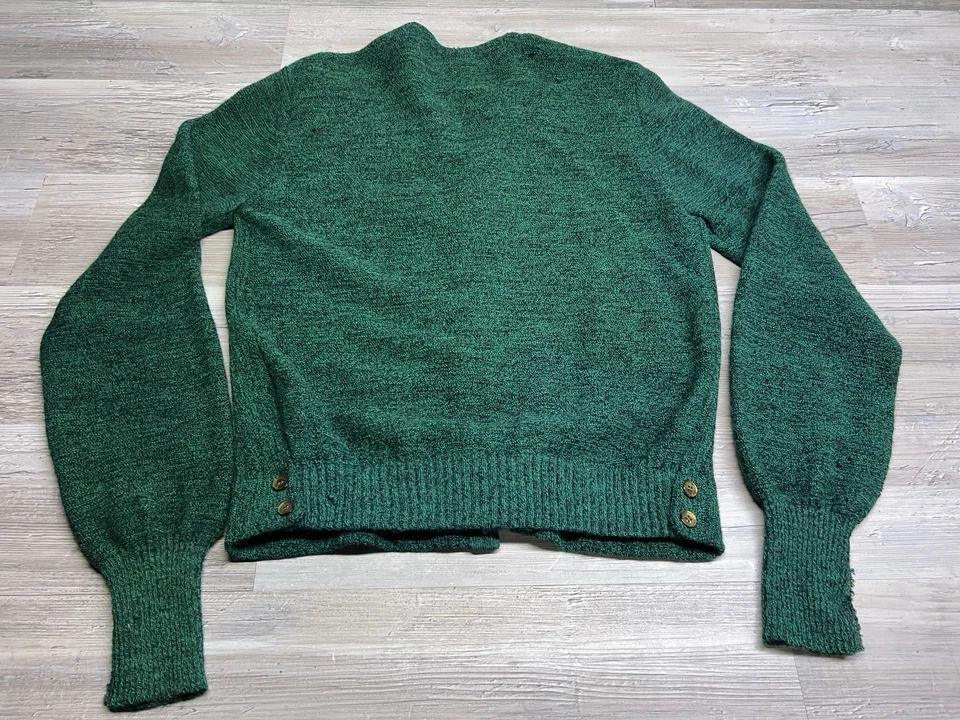 Vintage 50s 60s Sweater Cardigan Mens M Acrylic Blend Green Grandpa Kurt Cobain - Image 2 of 4