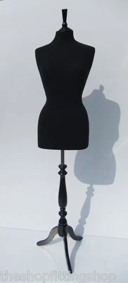 THE SHOPFITTING SHOP Female Dressmaking MANNEQUIN TAILORS Dummy Size 10 BLACK Dressmakers Bust Model
