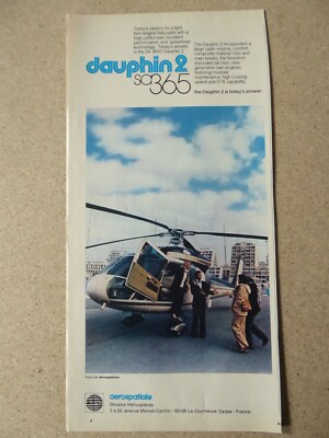 1/1979 PUB AEROSPACE HELICOPTER DOLPHIN 2 SA 365 HELICOPTER ORIGINAL AD