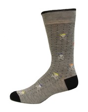Rockport Men's Skull  Crossbones Crew Socks 1 Pair, Grey Heather, Men's US: 8-1