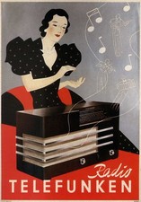 Radio Telefunken 1935 poster musicale pubblicitario vintage