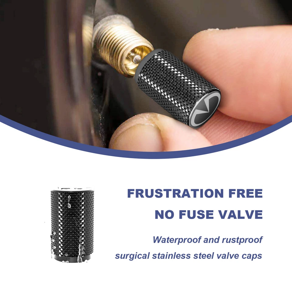 4x Tapas de válvula de aire de neumáticos de acero inoxidable CNC de precisión universal Vástago Cubierta antipolvo Foto 4 de 4