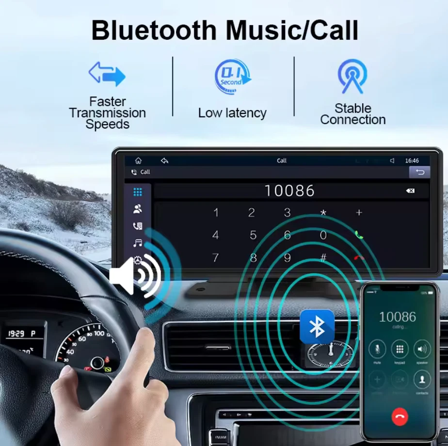 Schermo Universale Carplay Wireless 10.26" video Wireless Apple e Android USB - Immagine 4 di 4