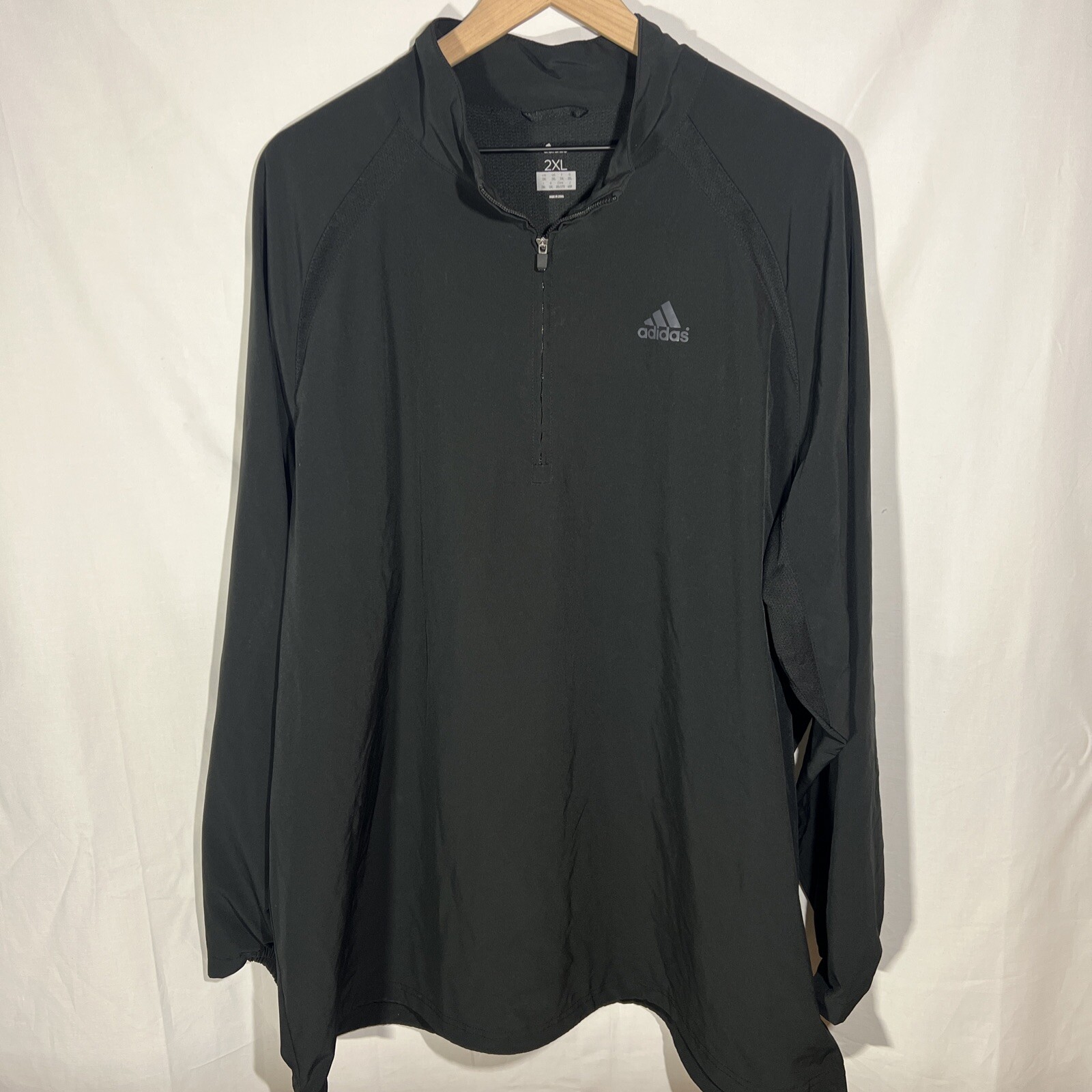 Adidas Men’s 1/4 Zip Mock Neck Black Pullover Windbreaker Jacket Size 2XL