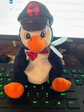 1997 Coca-Cola Bean Bag Plush Penguin in Delivery Cap