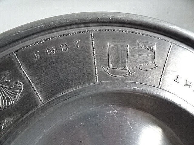 ♛ Geburtsteller Taufteller aus Zinn Norwegen  ♛ freie Gravurfelder Datum usw. ♛ - Bild 4 von 4