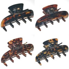 Large Hair Claw Clip Marble Tortoise Print Thick Hair Brown Black Made in France