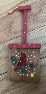 Cardinal Hand Crafted Wooden Bird Shovel Ornament 5.5  Hand Painted Collectible