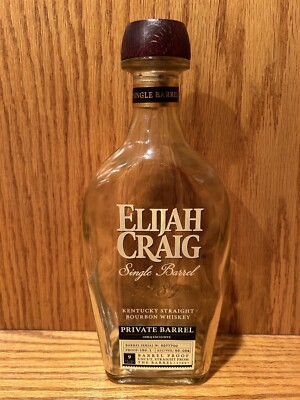 Empty Elijah Craig Small Batch Private Barrel Proof Bourbon Bottle 130 Proof