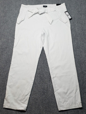SOHO Ankle Pants Womens XL White Self Tie Pockets Straight Pull On Stretch New