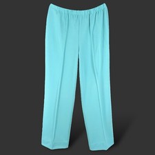 1970s Vintage Turquoise Elastic Waist Pleated Pants Size 34